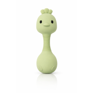 MuyPetit Sonajero de silicona para bebé - Pollito Stick Verde