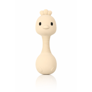 MuyPetit Sonajero de silicona para bebé - Pollito Stick Beige