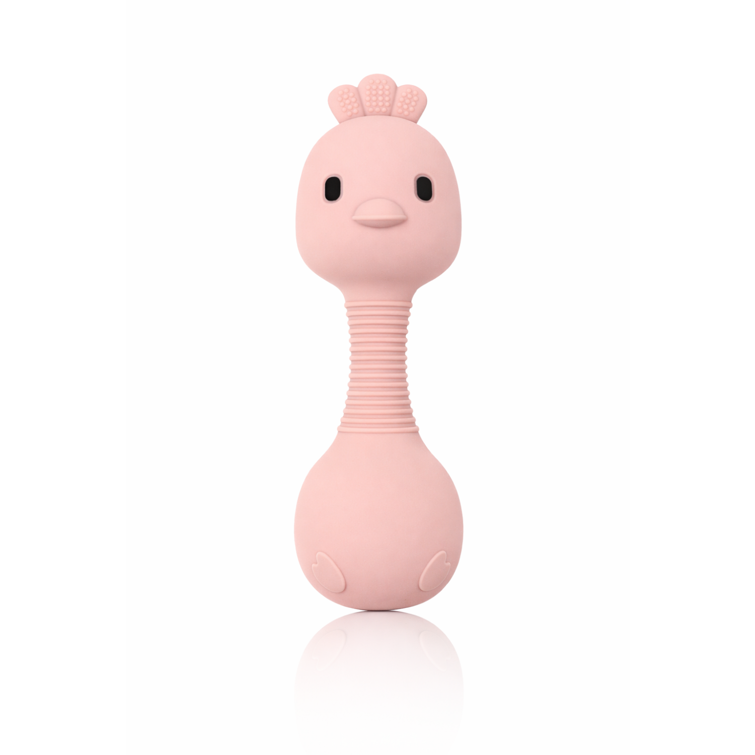 MuyPetit Sonajero de silicona para bebé - Pollito Stick Rosa