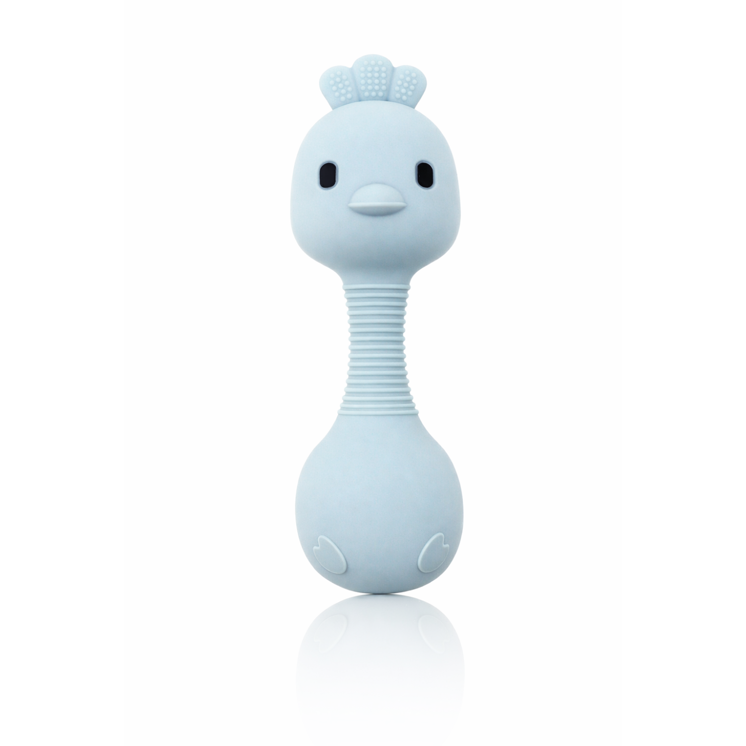 MuyPetit Sonajero de silicona para bebé - Pollito Stick Azul