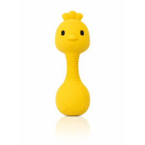 MuyPetit Sonajero de silicona para bebé - Pollito Stick Amarillo