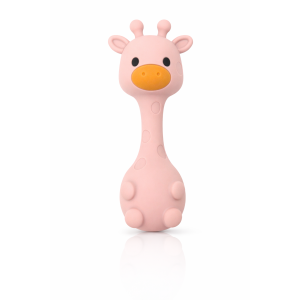 MuyPetit Sonajero de silicona para bebé - Jirafa Stick Rosa
