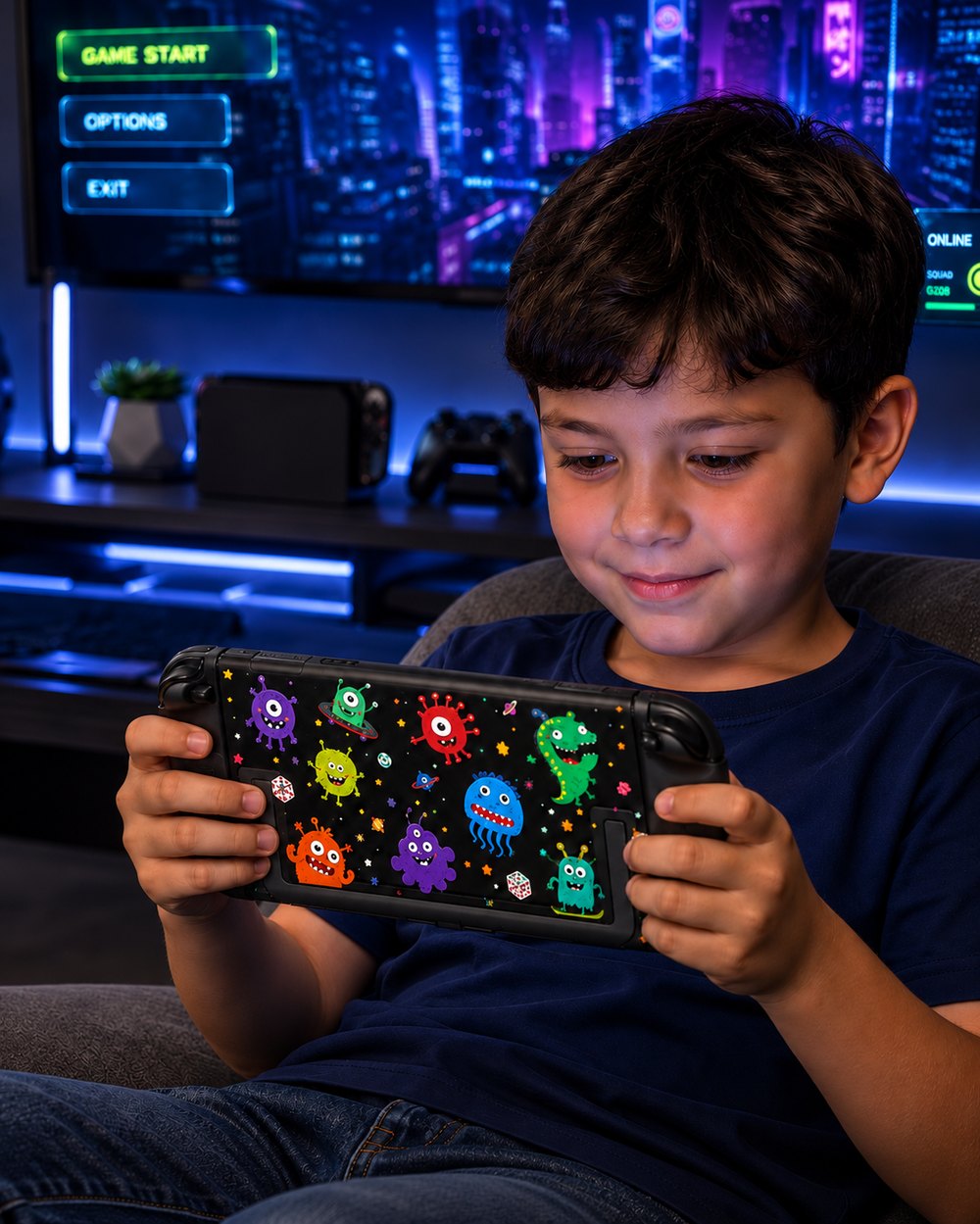 Niño jugando con una funda UtmostXP en la Switch